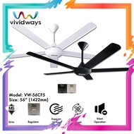 K2 VIVIDWAYS CEILING FAN 5speed (regulator) VW-6005CF/5 42 INCH &amp; 56 INCH BLACK &amp; WHITE