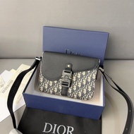 () Dior Messenger Bag Beige And Black Oblique Printed Saddle Bag Lady Beg lady bag