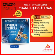 Hộp 4-NUTS 120gr - Thanh Hạt Giàu Đạm Protein Bar Kết Hợp 4 Loại Hạt - SPACE PROTEIN - Nhập Khẩu Slo