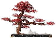 Home Office Artificial Bonsai Tree New Chinese Zen Simulation Red Maple Leaf Artificial Cedar Tea Room Hotel Club Artificial Bonsai Study Artificial Tree