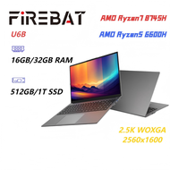 FIREBAT U6B 16-inch Laptop AMD Ryzen 7 8745H 16GB RAM 512GB SSD AMD Radeon 780M Matte Black