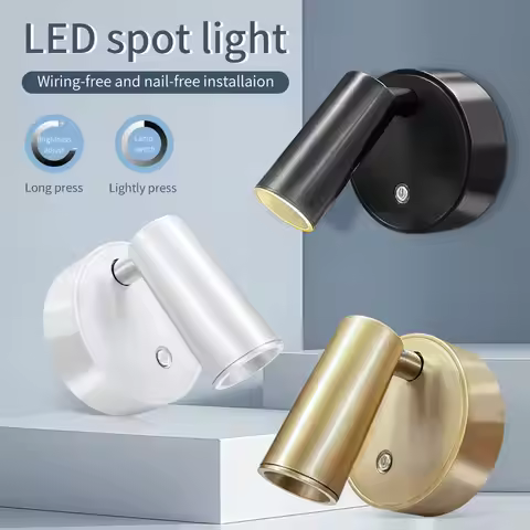 Magnetic LED Wall Lamp Rechargeable Touch Night Lights Wireless Spotlight 360° Rotation For Bedroom 