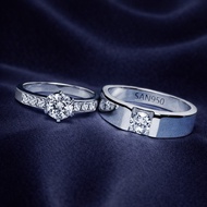 SAN950 Couple Engagement Ring [C481] - Silver950 Palladium Platinum White Gold | Free Name Engraved