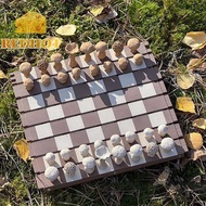 <RedhotS> Forest Chess Set Wooden Chess Board Mushroom Chess Pieces Nature-Themed Chess Creative And
