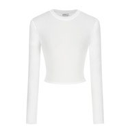 <Moses Queen#105> Short Long Sleeved Girl T-Shirt 2025 Summer Womens New Open Belly Pure Casual Top#