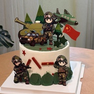 81建军节特种兵坦克生日蛋糕蛋糕装饰插男孩军人摆件烘焙插件Cvy 81st Army Day Special Forces Tank Birthday Cake Decoration Insert B