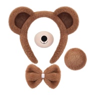 3/4Pcs/Set Brown Bear Ears Headband Plush Animal Ears Costume Hair Hoop Halloween Cosplay Hair Acces
