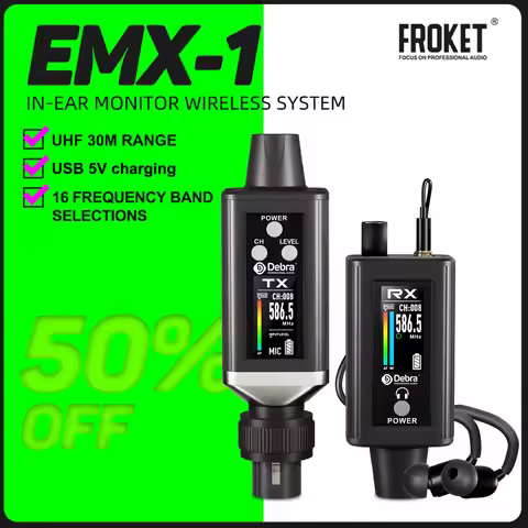 Debra EMX-1 Wireless Monitoring System Portable Rechargeable UHF Ultra High Frequency In-Ear Wireles