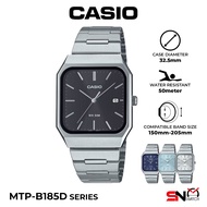Casio MTP-B185D Date Display Silver Stainless Steel Band Men Analog Watch