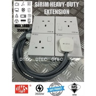 SIRIM Socket Extension Heavy Duty Extension Plug Heavy Duty Wire Trailing Socket Plug 3500W 4 Way Wa