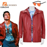 Ready Stock Classic Movie Fight Club Tyler Durden Cosplay Clothing Full Set Costume Red Jacket Blue 
