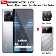 Tempered Glass INFINIX NOTE 12 VIP Anti Gores Kaca Clear Pelindung Layar Handphone FREE Lens Back Camera Dan Skin Carbon Handphone
