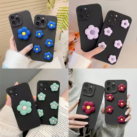 Luxury Klein Blue Solid Color 3D Flower Soft Case For Google Pixel 10 9A 9 Pro 8A 7A 6A 5A 4A 3A 3 X