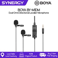 Boya Microphone BY-M1DM Dual Omni Directional Lavalier Microphone with Foam Windscreen & Lapel Clip