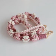 HOME LIVING - 日系雛菊花手工手機掛繩(粉白) 手機掛鏈 手袋掛鏈 編織手機掛-送手機墊片