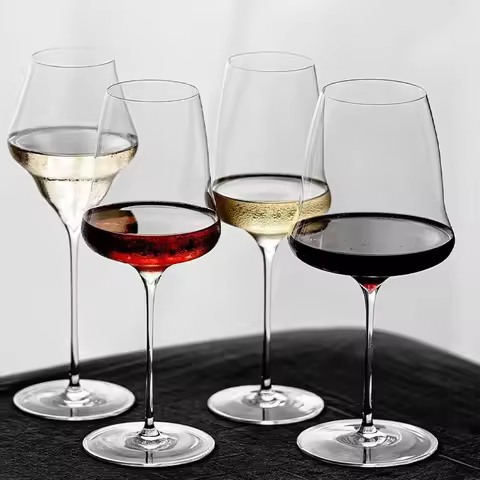 Burgundy Bordeaux Style Upscale Banquet Party Wine Glass Extremely Thin Masterly Craft Perfect Flawl