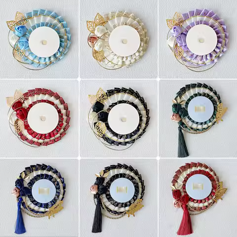 Vintage Rotating Round Badge Holder, Tassel Handmade DIY Anime Cartoon Character Badge Display, Fan 