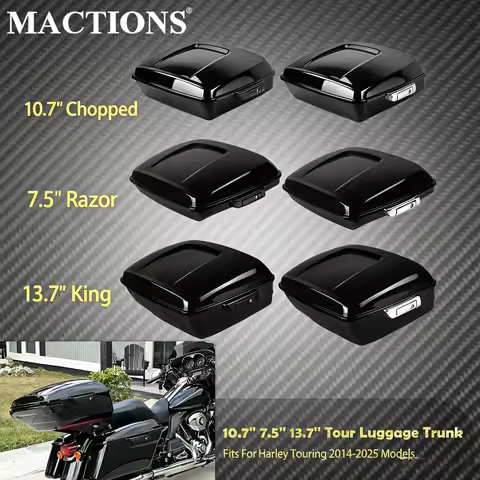 Motorcycle 7.5'' 10.7'' 13.7'' Razor Chopped King Trunk Tour Luggage Box Rear Tail Bags Case For Har
