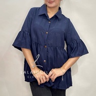 Plus Glaiza (XL-2XL) 3/4 Layered Buttoned Top