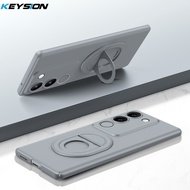 KEYSION V29เคสสำหรับ VIVO กันกระแทก5G ฝาหลังโทรศัพท์ขาตั้งโทรศัพท์พลาสติกแข็งผิวด้าน V27สำหรับ VIVO 