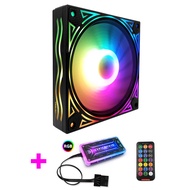 RGB Fan 12cm Chassis Case Fan Dor Desktop Computer RGB Cooling Fan Music Control Support MOBO 5V AURA SYNC Giant Wave Style