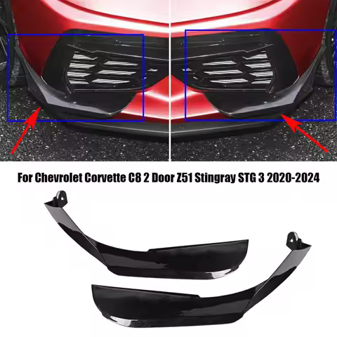 For Chevrolet Corvette C8 2 Door Z51 Stingray STG 3 2020-2024 Front Side Canards Dive Planes Trim Si