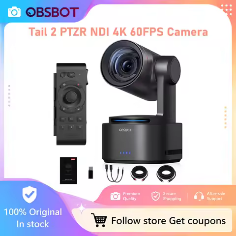OBSBOT Tail 2 PTZR NDI 4K 60FPS Camera With AI CMOS Tracking 1/3.8 cm 50MP Optical Zoom 5X Hybrid Zo