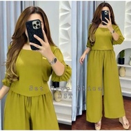 One set Cringkle Women Alica Set Crop Top Women's Trendy / One set Crinkle suit