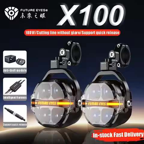 Future Eyes X100 New Motorcycle Auxiliary Spotlight 180W Fog LED Through Running Lights with Fill Li
