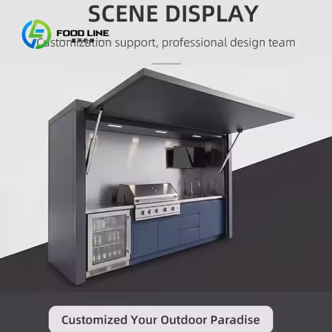 Customized Garden Stainless Steel Outdoor Kitchen Cabinet with Closable Shed Fireproof Outdoor Kitch