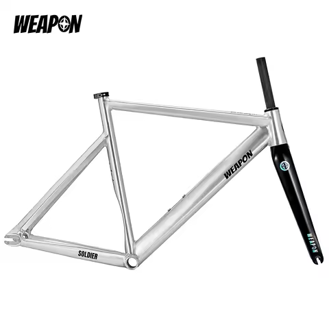 Soldier Lowpro Track Frameset Fixed Gear Fixie Single Speed Bike Frame Alloy Frameset(Celestial Silv