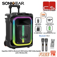 SonicGear HyperBox 1500 Pro Bluetooth USB Outdoor RGB Trolley Speaker with 2 Wireless Mic