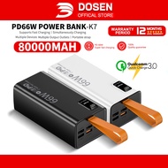 DOSEN Quality 66W Super Fast Charging Power Bank K7 Black/White QC 3.0Type-C Input USB (50000mAh/120