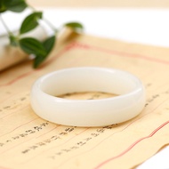 Fashion Jade Green Bangle for Women Fine Elegant White Tallow Jade Bracelets Gifts for Mother Girlfr