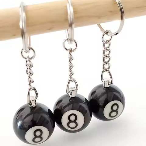 Fashion Creative Billiard Pool Keychain Table Ball Key Ring Lucky Black No.8 Key Chain 25mm Resin Ba