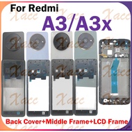 For Xiaomi Redmi A3 / A3X 23129RN51X Battery Back Cover Full Set with Middle Frame Buttons Camera Le