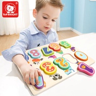 TopBright Wooden Number Puzzle ปริศนาตัวเลขไม้ 0-9 สำหรับเด็กวัยหัดเดิน เรียนรู้ตัวเลข ของเล่นไม้เด็