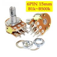 5pcs WH148 B1K B2K B5K B10K B20K B50K B100K B500K 6Pin Shaft  Amplifier Dual Stereo Potentiometer 1K