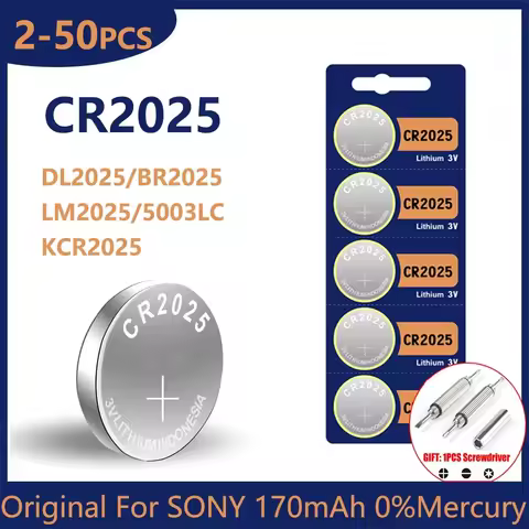 Original For Sony CR2025 Battery CR 2025 3V Lithium Battery BR2025 KCR2025 DL2025 For Car Remote Con