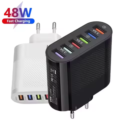 48W USB Fast Charging Phone Charger USB Muti Ports Smartphone Power Adapter For iPhone Samsung Xiaom