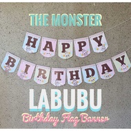 Labubu Flag Banner Bunting Happy Birthday Party Decoration Birthday Decoration Backdrop Banner