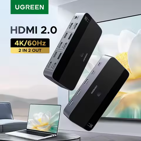 UGREEN HDMI KVM Switch for 2 Monitor 2 PCs 4K 60Hz USB C USB 3.0 Sharing Monitor Keyboard Mouse Prin