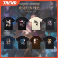 LEAGUE OF LEGENDS ARCANE Merch Cotton T-shirt Plus Size JINX EKKO VI CAITLYN Anime Printed Short Sle