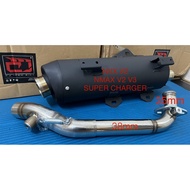 CJ IPOH NVX155 V1/V2 NMAXV2 EXHAUST SCT SFM SFB 28mm➡️35mm Siap pasang FIBER SUPER CHARGER