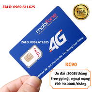 Sim nghe gọi dùng Mobifone 4G Gói KC90 Miễn phí gọi + 1GB data mỗi ngày - Phí 90k/tháng - Hàng chính