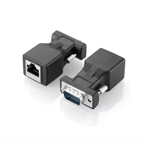 DB9 RS232 Rj45 Extender over Single CAT5e CAT6 Ethernet Cable 20M 9 Pin RS232 Adapter Extender RS232