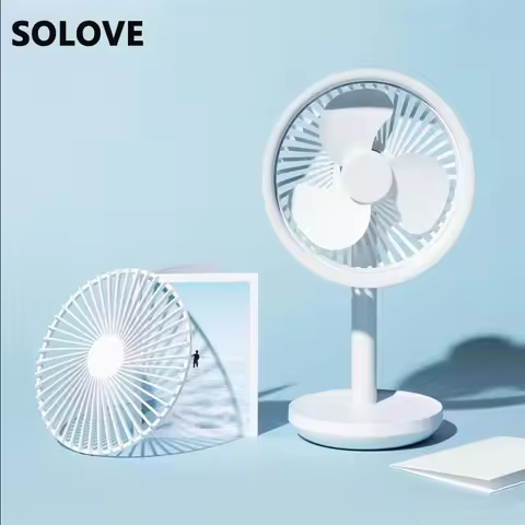 SOLOVE F5 Desktop Fan 60 Degree Shaking Head Height ,Wind Speed Adjustable 4000mAh Type-C Chargeable