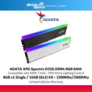 ADATA XPG Spectrix D35G DDR4 RGB Gaming Memory - 8GB Single / 8GBx2 [16GB] - 3200Mhz/3600Mhz