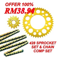 Y15ZR 428 SPROCKET SET GOLD HTM 428 CHAIN SPROCKET SET Y15 ZR FZ150