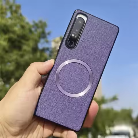 Case For Sony Xperia 1 VI 10Vi 10 5 1 V Iv 1 III Magnetic MagSafe Luxury Linen Pattern Silicone Back